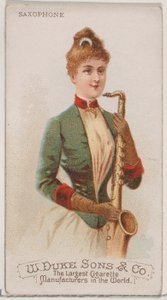 Sassofono, dalla serie Strumenti Musicali N82 per sigarette marca Duke, 1888 da Schumacher and Ettlinger