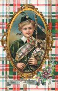 Biglietto di Capodanno britannico (litografia a colori) da Scottish School