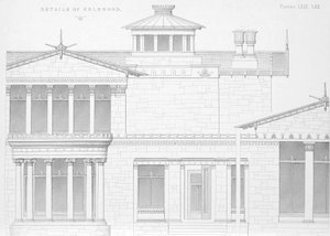 Dettaglio esterno di Holmwood, Glasgow (incisione)