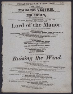 Programma teatrale per il Theatre Royal, Edimburgo, 20 agosto 1823