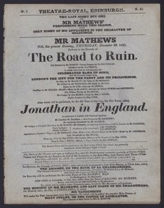 Programma teatrale per il Theatre Royal, Edimburgo, 29 dicembre 1825 da Scottish School