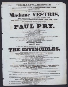Programma teatrale per il Theatre Royal, Edimburgo, 5 ottobre 1829 da Scottish School