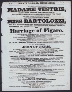 Programma teatrale per il Theatre Royal, Edimburgo, 8 ottobre 1829