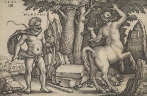 Ercole uccide Nesso, da Le fatiche di Ercole da Sebald Beham