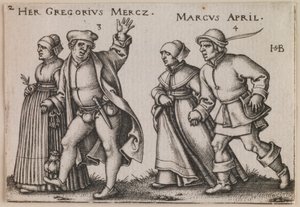 “Marzo e Aprile” dalla serie “La Festa dei Contadini o I Dodici Mesi” da Sebald Beham