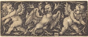Ornamento con Aquila e Due Genii