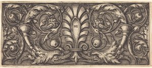 Ornamento con due delfini grotteschi da Sebald Beham