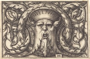 Ornamento con una maschera da Sebald Beham