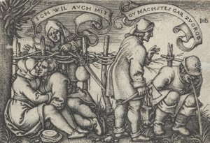 Contadini dietro la siepe, dalla Festa dei Contadini o i Dodici Mesi, 1546-47 da Sebald Beham