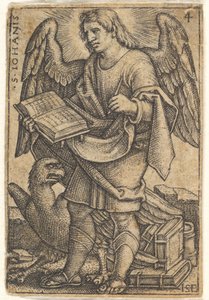 Piatto 4: San Giovanni con la testa girata tre quarti a sinistra, con un libro nella mano destra, 1541 da Sebald Beham
