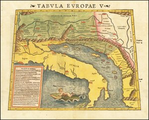 1545 La quinta carta europea di Tolomeo di Sebastian Munster da Sebastian Munster