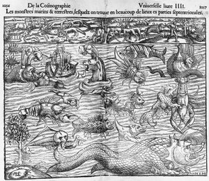 Mostri marini e terrestri, illustrazione dalla Cosmographia Universalis di Sebastian Munster (1489-1552)