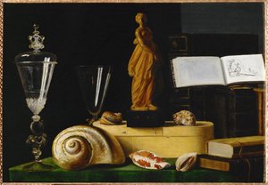 Nature morte a la statuette et aux coquillages - Natura morta con statua e conchiglie ... da Sebastian Stoskopff