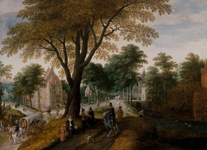 Viale con un elegante cavaliere