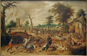 Il saccheggio del villaggio di Wommelgem da parte delle truppe delle province ribelli da Sebastian Vrancx
