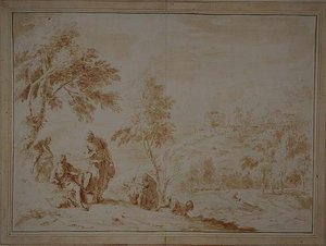 Ampio Paesaggio Pastorale con Città Collinare, c.1720 da Sebastiano Ricci