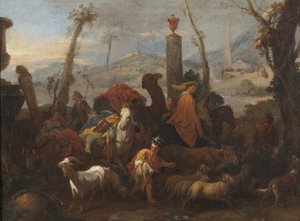 Il viaggio di Giacobbe e la colonna di Bethel, c.1640 da Sébastien Bourdon