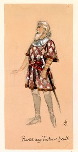 Francia, Parigi, bozzetto di costume per Kurwenal in Tristano e Isotta di Richard Wagner per la rappresentazione al Palais Garnier di Parigi da Segaud Segaud