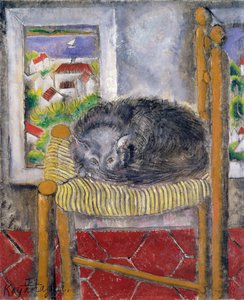 Gatto su una Sedia di Giunco