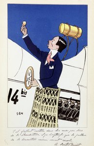 Ritratto comico di Alberto Santos-Dumont (Santos Dumont) (1873-1932) - in "Celebrità contemporanee e il benedettino", di Sem (1863 - 1934), c. 1900