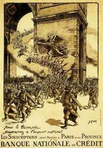 Poster Politico. Francia. 1917. In nome del trionfo, aderire al prestito nazionale. da Sem (1863 1934)