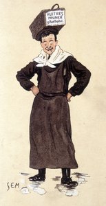 Venditore di ostriche del negozio Prunier. Cromolitografia firmata SEM (1863 - 1934)