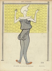 Louise Balthy, attrice francese, al Folies-Bergere, illustrazione per Le Rire da Sem