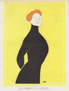 Yvette Guilbert, cantante e attrice di cabaret francese. Illustrazione per Le Rire