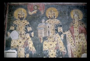 Stefan Milutin, Stefan Dragutin e Katelina, fine XIII secolo da Serbian School