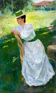 Ritratto di una donna (En plein air) da Sergei Arsenevich Vinogradov