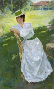Ritratto di una donna en plein air da Sergei Arsenevich Vinogradov