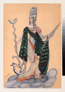 Progetto di costume per la pièce teatrale "Il trionfo degli Stati" di A. Bobrishchev-Pushkin da Sergei Yurevich Sudeikin
