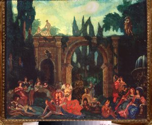 Decorazione preparatoria per la pièce "Il Decameron" di Giovanni Boccaccio da Sergei Yurevich Sudeikin
