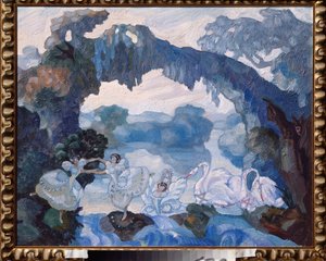 Scenografia preparatoria per il balletto "Il Lago dei Cigni" di Piotr Tchaikovski