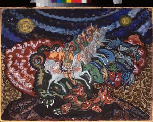 Progetto di sipario per la pièce teatrale "Il trionfo degli Stati" di A. Bobrishchev-Pushkin da Sergei Yurevich Sudeikin