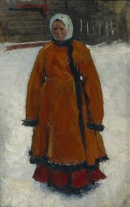 La ragazza con il cappotto di pelliccia rossa da Sergej Vasilevic Ivanov