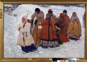 Una famiglia russa che cammina nella neve da Sergej Vasilevic Ivanov