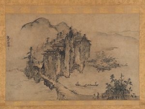 Paesaggio con precipizio roccioso da Sesson Shukei