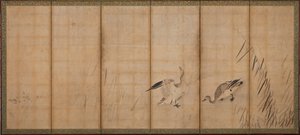 Due oche e erbe, periodo Muromachi da Sesson Shukei