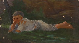 Ragazzo sdraiato a terra da Severin Falkman
