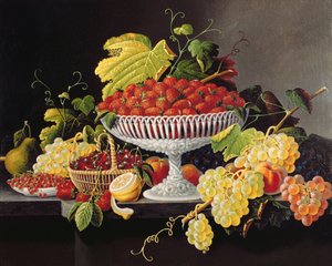 Natura morta con fragole (olio su tela) da Severin Roesen