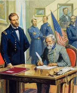 Il generale Ulysses Grant che accetta la resa del generale Lee ad Appomattox da Severino Baraldi