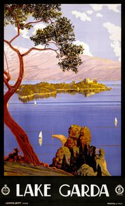 Poster vintage per il Lago di Garda, Italia da Severino Trematore