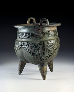 Li vessel, con design taotie, periodo Erligang, Dinastia Shang, c.1500-1050 a.C.