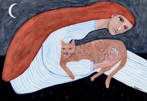 Un abbraccio notturno da sogno con il gatto da Sharyn Bursic