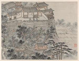 Dodici vedute della Collina della Tigre, Suzhou: La Terrazza dei Cinque Saggi da Shen Zhou