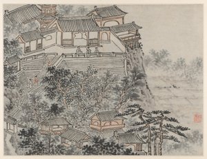 Dodici Vedute della Collina della Tigre, Suzhou: La Terrazza dei Cinque Saggi, dopo il 1490 da Shen Zhou