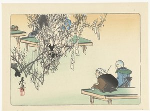 Ammirare i fiori di prugna da Shibata Zeshin