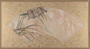 Fiori rosa e bianchi e foglie, battenti da Shibata Zeshin