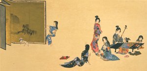 Gruppo di donne durante la ricreazione, illustrazione dalla rivista 